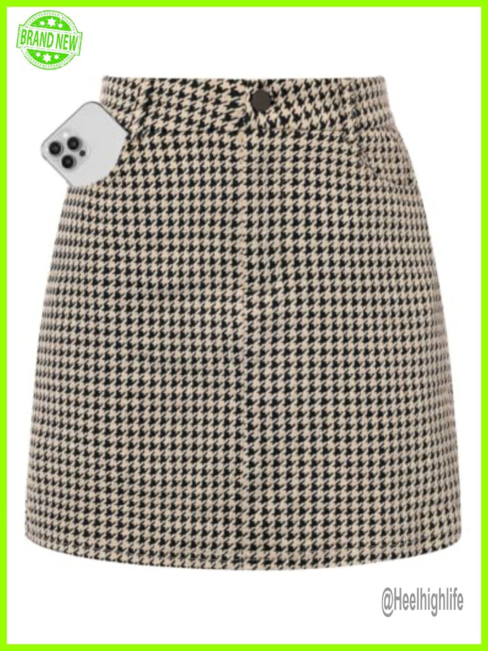 Kate K's Plaid Mini Skort with Built-in Shorts High Waist